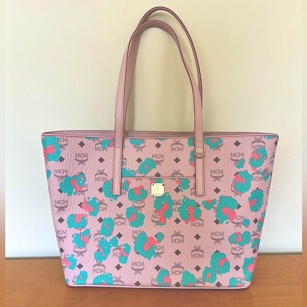 MCM Anya Floral Leopard Tote Bag